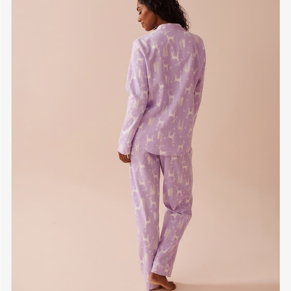 Deer NWT Print Flannel PJ Set - la vie en rose - deer/lilac - Picture 3 of 9